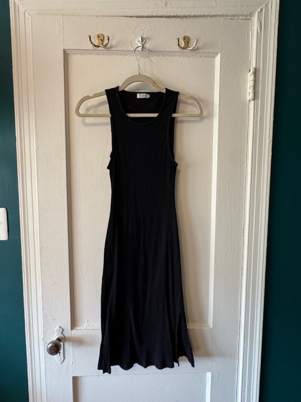 Ribbed Sleeveless TOBI Black Midi Dress